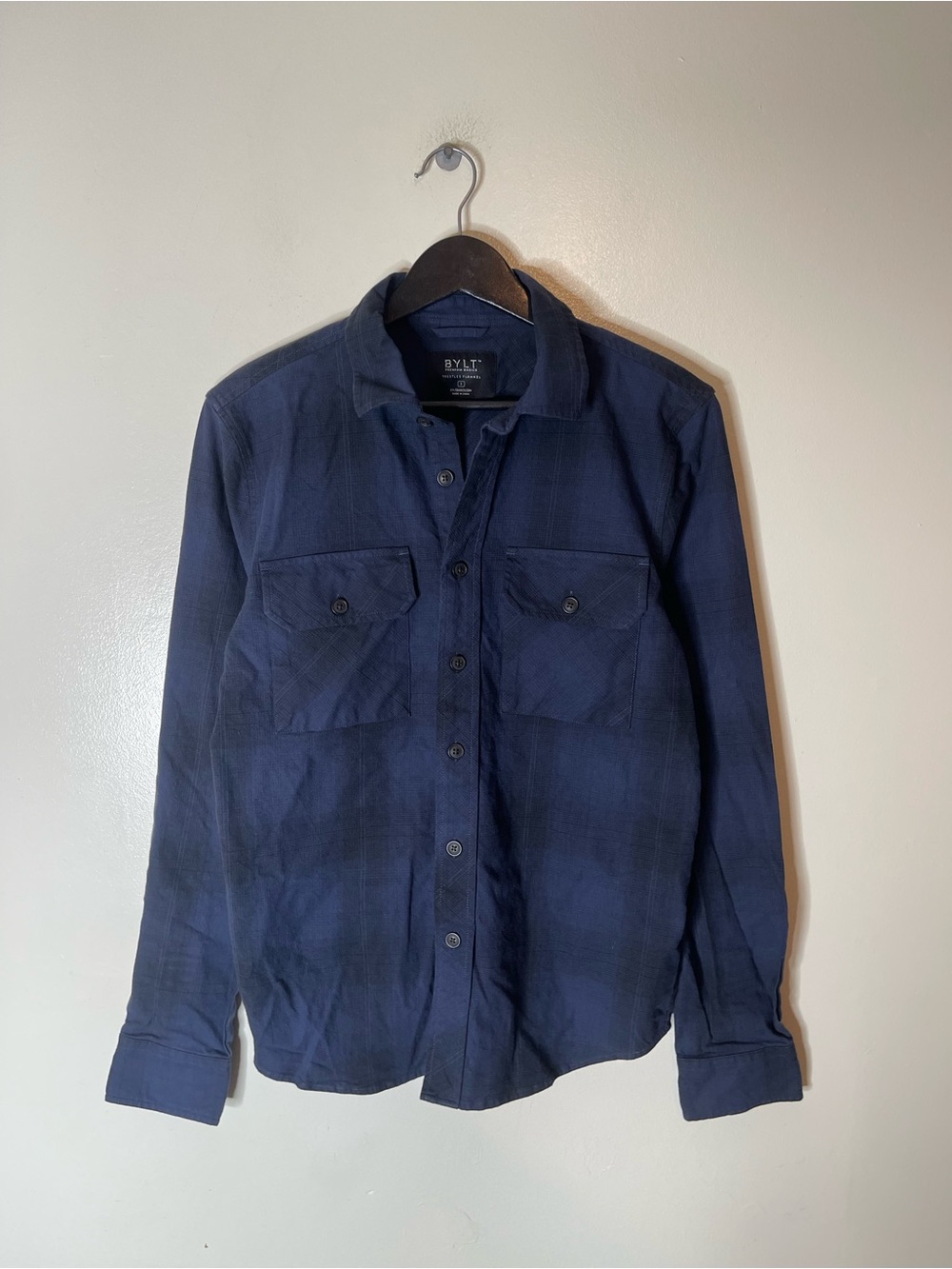 Bylt Premium Basics Trestles Flannel Shirt Mens Size Small Double Pocket